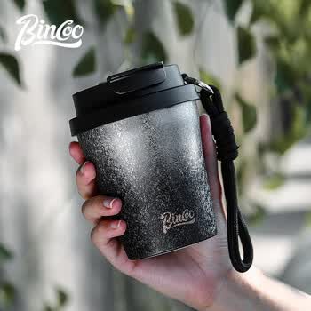 Bincoo渐变保温杯陶瓷涂层咖啡杯便携高颜值车载双饮随行吸管杯子
