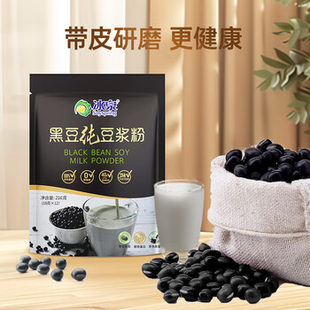 冰泉豆浆纯黑豆豆浆粉216g带皮萃取无蔗糖添加不甜营养早餐共12小包 冰泉豆浆纯黑豆豆浆粉216g带皮萃取无蔗糖添加不甜营养早餐共12小包