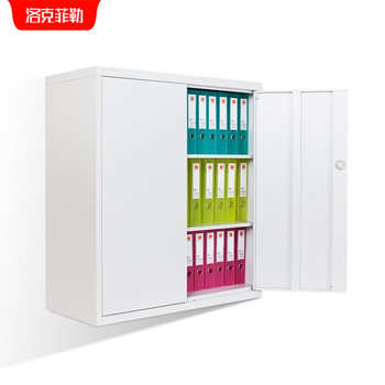洛克菲勒铁皮柜加厚钢制薄边文件柜档案资料白色柜钥匙锁铁开门高925mm