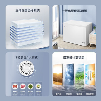 海尔（Haier）300升一级能效低霜商用家用冰柜大容量冷藏柜冷冻柜小冰柜家用小型冰箱冷柜BC/BD-300GHD