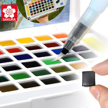 樱花(SAKURA)固体水彩颜料48色套装初学者便携透明水彩画工具学生艺考写生美术绘画速写用品出游礼物 樱花(SAKURA)固体水彩颜料48色套装初学者便携透明水彩画工具学生艺考写生美术绘画速写用品出游礼物