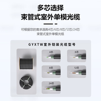 BYNET比洋在线 BYN-GYXTW-4B1.3 GYXTW中心管式室外架空单模光缆 铠装4芯室外光纤线  100米 可定制长度