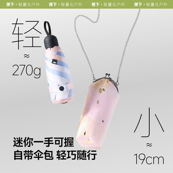 蕉下（beneunder）防紫外线遮阳伞五折口袋黑胶晴雨伞防晒伞BM665繁堇