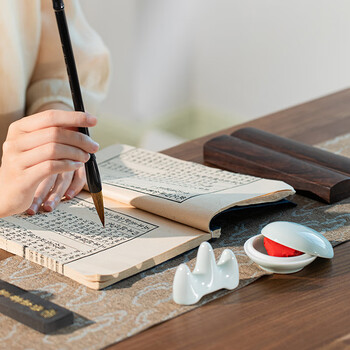 梅林笔庄文房四宝精品礼盒套装砚台毛笔书法专用工具笔墨纸砚师恩礼盒装礼物精品高档工具全套清明上河图