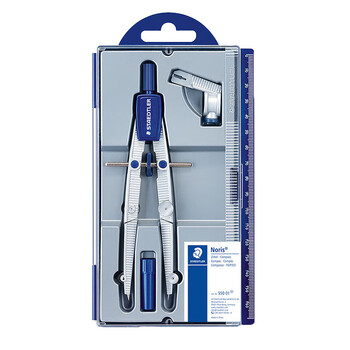 施德楼（STAEDTLER）中车圆规 精准锁距工程绘图工具套装 金属机械制图学生考试用铅芯夹笔两用圆规550-01