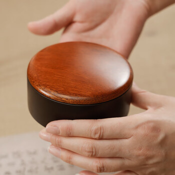 漢墨宋坑端砚4寸墨池 砚台原石带盖墨海 文房四宝毛笔书法墨汁用品