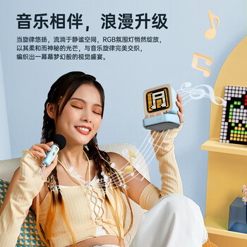 Divoom点音像素蓝牙音箱话筒音响一体麦克风K歌神器便携式卡拉ok迷你唱歌歌词小音箱男女生生日礼物