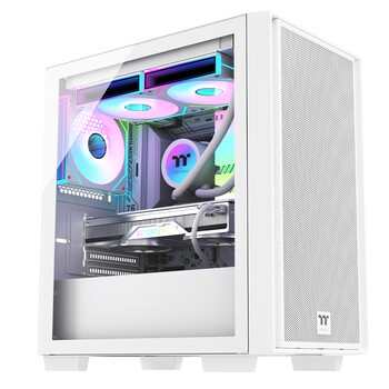 Thermaltake（Tt）启航者F4 白色 Mini小机箱水冷电脑主机（支持MATX主板/钢化玻璃侧透/铁网面板/支持背线）