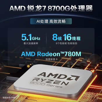 惠普战99 高性能台式电脑主机(AMD锐龙 R7-8700G 32G 1T+2T)光追AI算力 商用办公 教育学习机