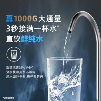 沁园（TRULIVA）净水器家用小白鲸1000Gpro 6年RO反渗透过滤器 厨下式直饮水净饮机3L/分钟UR-S51045家电