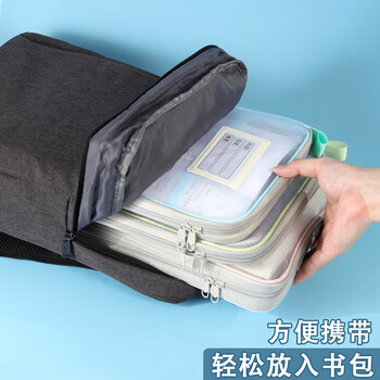 绿文透明L型学科分类袋学科袋一年级学习用品初中分科文件袋加厚网纱试卷收纳袋小学开学必备紫色单个