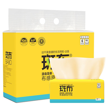 斑布本色抽纸家用装面巾纸餐巾纸 100抽/包6包/提*10提 BCR100D6