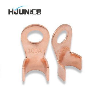 汇君 紫铜开口鼻铜鼻子铜接线端子 铜线耳 铜接头  国标加厚接线鼻 OT-10A 100只/包