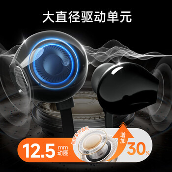 JBL TUNE 305C 有线耳机 Type-C接口 半入耳式耳机 电脑耳机 适用于USB-C 送朋友礼物推荐 黑色