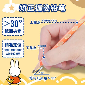 晨光文具洞洞铅笔彩杆12支2B 小学生练字铅笔 儿童正姿矫姿 三角木杆铅笔 沾顶易抓握AWP30733