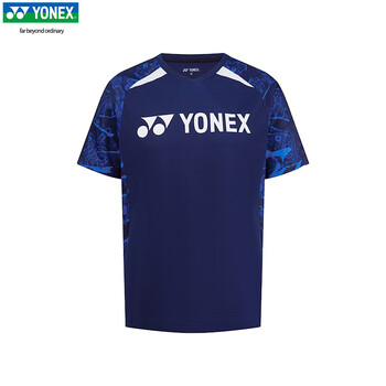 YONEX尤尼克斯羽毛球服速干透气短袖训练运动服男款110015BCR藏青色XL