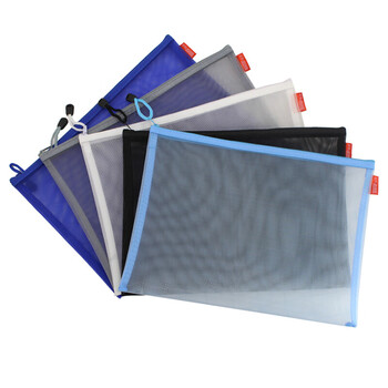 信发简约透明网纱拉链文件袋TN-2008-A4 学生考试用笔袋 文具收纳袋科目袋 A4白色 5个装