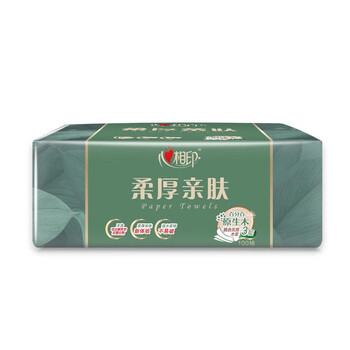 心相印DT100（箱装）柔厚亲肤三层100抽18包塑装纸面6903244956390