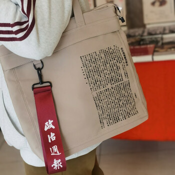 政治周报杂志帆布托特包时尚背包便携收纳手提购物上班通勤大容量单肩包文艺女性中央编译文创