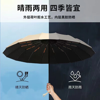 八海鸟24骨全自动晴雨两用伞三折遮阳防晒女防紫外线大号便携
