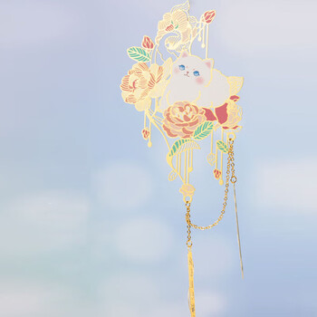 奉旨故宫文创 宫猫花影-十二花神故宫猫书签 黄铜金属创意 学生生日毕业礼物 十一月月季单支装 奉旨故宫文创 宫猫花影-十二花神故宫猫书签 黄铜金属创意 学生生日毕业礼物 十一月月季单支装