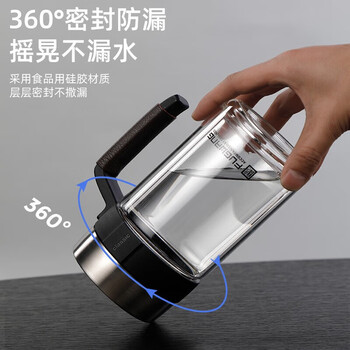 富光悠咖商务办公杯500ml双层玻璃杯防烫带手柄G1811-SH-500颜色随机