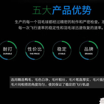 运动伙伴 室内外羽毛球耐打稳定训线比赛用鸭毛球 1筒12只装 HB7261