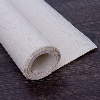 水纹仿古宣纸四尺手工宣纸书法纸六尺创作半生半熟作品纸 浅黄色 四尺