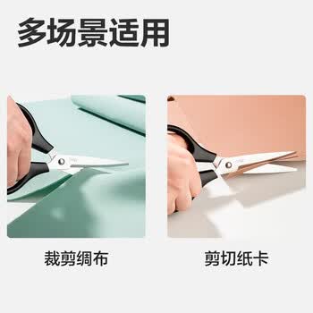 得力175mm特氟龙防粘剪刀 软胶手柄家用剪手工剪纸开箱刀办公（新老品混发） 6055混色