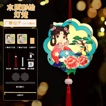 璟若繁星 木质彩印灯笼中国风新年手工diy手提小花灯 10个起发