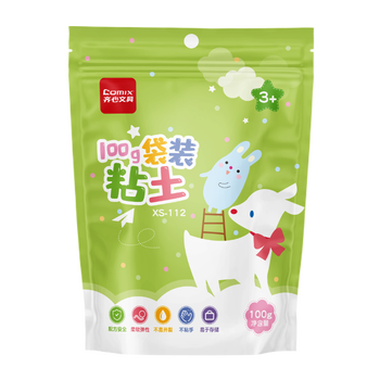 齐心（COMIX）100g大包装超轻粘土橡皮泥黏土彩泥玩具手工美术DIY材料六一儿童节文具生日礼物 XS-112红色