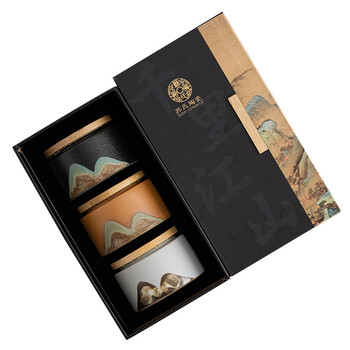 苏氏陶瓷(SUSHI CERAMICS)手绘山水画三色茶叶罐 储存罐陶瓷密封罐精美礼盒J0628 苏氏陶瓷(SUSHI CERAMICS)手绘山水画三色茶叶罐 储存罐陶瓷密封罐精美礼盒J0628