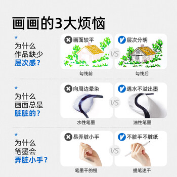 弥鹿（MiDeer）勾线笔粗细双头美术专用小学生幼儿园黑色油性马克笔防水速干不掉色描边记号笔（3只装）