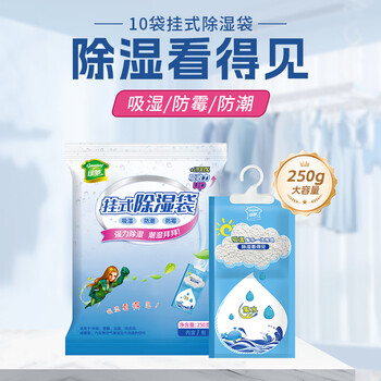 绿驰10袋可挂式除湿衣柜防霉潮干燥剂生石灰桶硅胶盒回南天抽水吸湿包