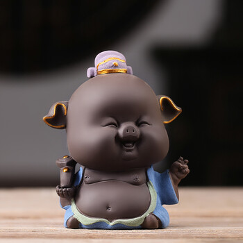 猪茶宠摆件可爱精品紫砂可养创意茶桌鱼缸造景装饰茶具配件 二师兄:禄