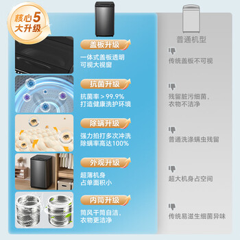 创维10公斤大容量抗菌洗衣机 宿舍租房家用全自动波轮 玻璃盖板 一键智洗T100KB