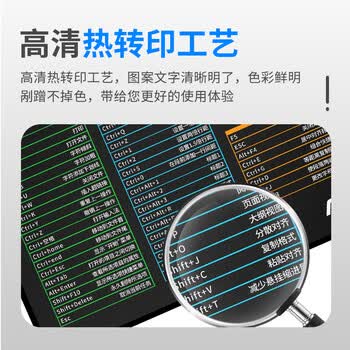 AOC全属性系列电竞游戏鼠标垫小号300*250*4mm加厚锁边办公键盘电脑书桌垫M115/93快捷键黑色