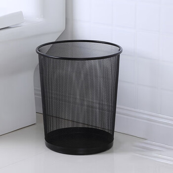 本迪金属网状垃圾桶12L三个装无盖大号办公室垃圾桶客厅铁丝网状纸篓