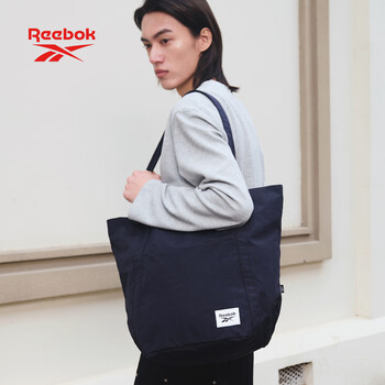 锐步防泼水耐磨手提斜挎包大容量男女同款户外通勤休闲包 蓝黑色