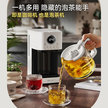 小熊（Bear）咖啡机家用半自动小型滴漏式美式迷你咖啡壶 办公室电热水壶煮茶器咖啡泡茶两用一体机 KFJ-E15W5