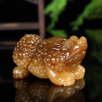 天然和田玉 碧玉 精細彫刻 金蟾 置物 擺件 210×140×95mm 重3250g 和田玉三足金蟾吊坠☆手工雕刻金蟾饰品_本命佛总部