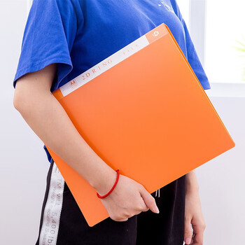 绿文A4蓝色打孔文件夹活页夹D型两孔插页双孔2孔收纳夹资料夹办公用品塑料学生用高中生用穿孔活动夹子