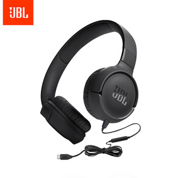 JBLTUNE520C 全新升级 Type-C接口头戴式有线耳机 高保真Hi-Res认证 线控带麦低音音乐耳机 黑色