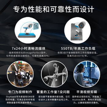 希捷（SEAGATE）安防硬盘 10TB 256MB SATA CMR垂直 机械硬盘 视频储存 三年质保 希捷酷鹰AI 3.5英寸ST10000VE001
