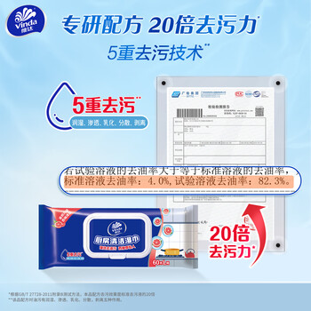 维达（Vinda）厨房湿巾 60片单包 70克高克重厨房用强效去油污 加大加厚