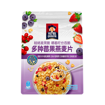 桂格（QUAKER）多种莓果燕麦片420克 休闲零食 开袋即食 添加蔓越莓干