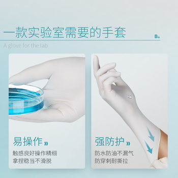比克曼生物（BKMAM）乳胶手套一次性防滑加厚无粉麻指橡胶实验室耗材 S码 100只/盒