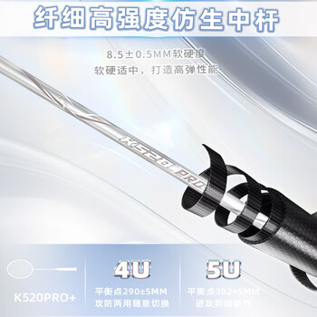 薰风（KUMPOO）羽毛球拍k520pro升级款熏风全碳素超轻均衡拍K520pro+银刃5U灰线