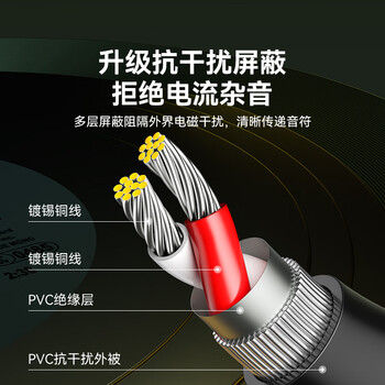 山泽3.5mm转双莲花头音频线一分二 红白2RCA连接线 手机电脑电视连接音响箱功放转换线3米YPR-30