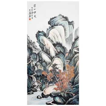 广西著名画家 李万 精品仿古山水 《深山访友》